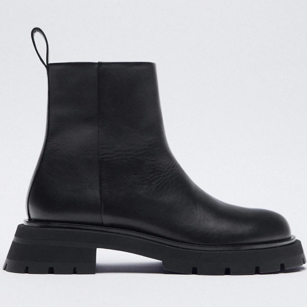 Zara Low Lug Sole Ankle Boots